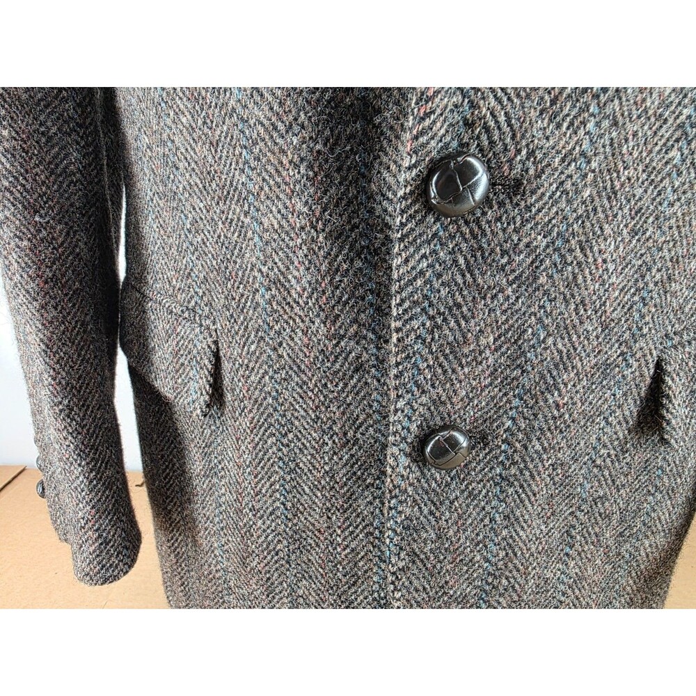 Vtg Harris Tweed 40S Brown Herringbone Wool USA Mens Blazer Jacket Sport Coat - Picture 7 of 13